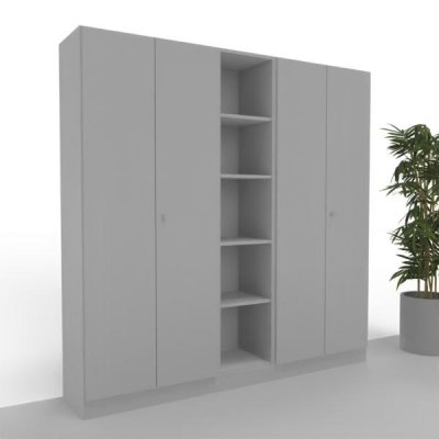 Büroschrankwand 200 cm breit Klassik 12 Lichtgrau