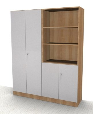 Büro Schrankwand Klassik 3 Nussbaum/Silber