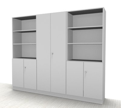 Büro Schrankwand Klassik Kombination 9 Weiß