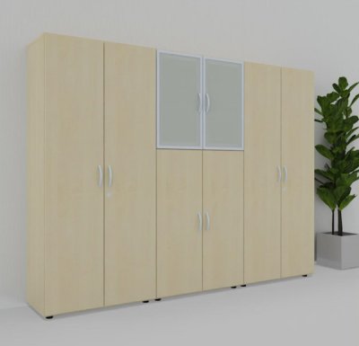 Büroschrankwand M59 240 cm breit Ahorn