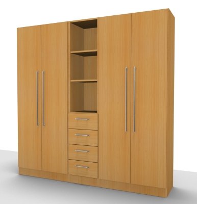 Büro Schrankwand Multi 3 200 cm breit Buche