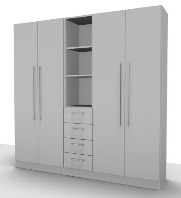Büro Schrankwand Multi 3 200 cm breit Lichtgrau