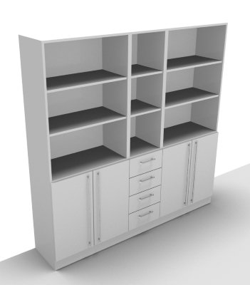 Büro Schrankwand Multi 2 200 cm breit Weiss