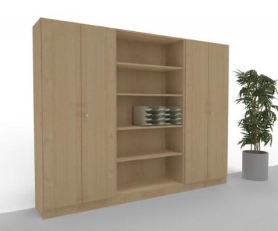 Büro Schrankwand 260 cm breit Klassik 15 Ahorn