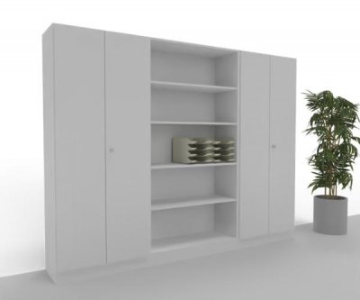 Büro Schrankwand 260 cm breit Klassik 15 Weiss