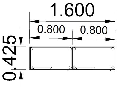 Büroschrankwand ST1 Schiebetürenschränke Gesamtbreite 160 cm Stellfläche