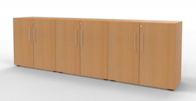 Büroschrankwand VH1 Sideboard 3teilig 2 Ordnerhöhen Buche