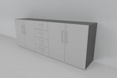 Büroschrankwand VH2 Sideboard Grafit-Lichtgrau