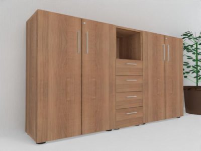 Highboard Büro Schrankwand VH3 200 cm breit Nussbaum