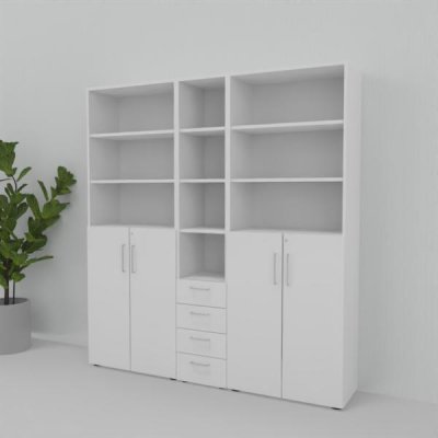 Büroschrankwand VH5 200 cm breit 215,6 cm hoch Weiß