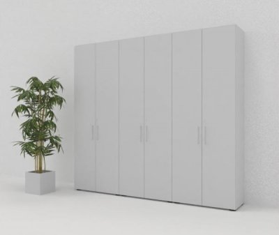 Büroschrankwand VH7 240 cm breit 215,6 cm hoch Lichtgrau