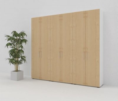 Büroschrankwand VH7 240 cm breit 215,6 cm hoch Weiss-Ahorn