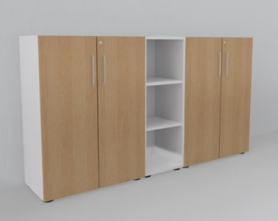 Büro Schrankwand VH91 Weiss-Eiche