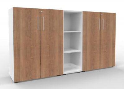 Büro Schrankwand VH91 Weiß-Nussbaum
