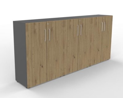 Büro-Schrankwand VH94 240 cm breit Grafit-Asteiche