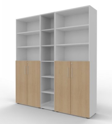 Büro Schrankwand VH95 Weiss-Eiche