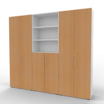 Büro Schrankwand VH98 Weiß-Buche