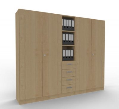 Büroschrankwand 240 cm breit Klassik K17 Ahorn