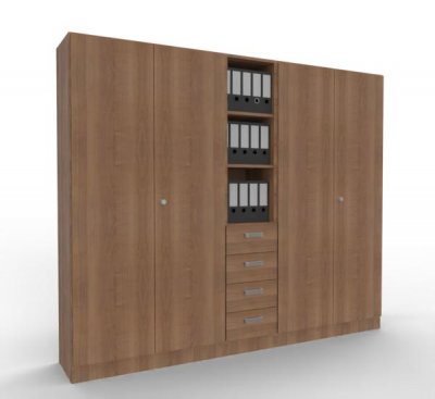 Büroschrankwand 240 cm breit Klassik K17 Nussbaum