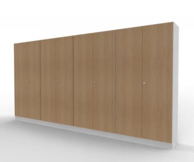 Büroschrankwand 400 cm breit Klassik K18 Weiß-Eiche