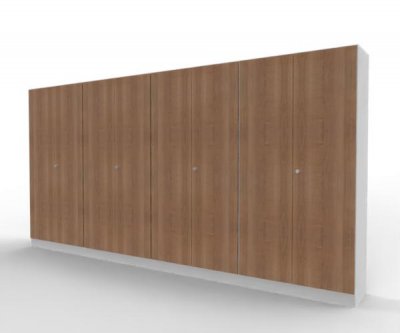 Büroschrankwand 400 cm breit Klassik K18 Weiß-Nussbaum