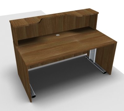 Empfangstheke Solid 160 cm mit Seitenblenden Innenansicht Nussbaum