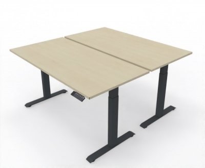 Doppelarbeitsplatz 160 x 160 cm GEL2 Gestellfarbe Anthrazit Tischplatte Ahorn