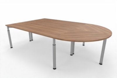 Doppelarbeitsplatz YD3 160x260 cm Gestellfarbe Silber Tischplatten Nussbaum