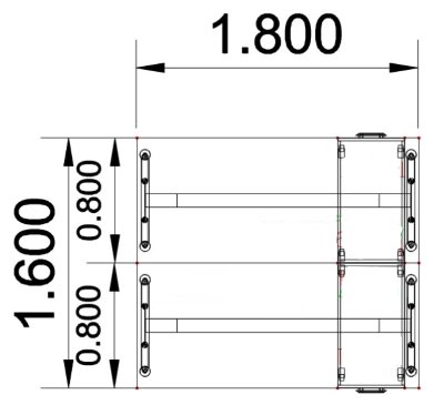 Doppelarbeitsplatz A18 mit Rollcontainern Stellfläche