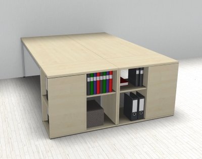 Doppelarbeitsplatz GD22 Doppelschreibtisch Ahorn Frontansicht