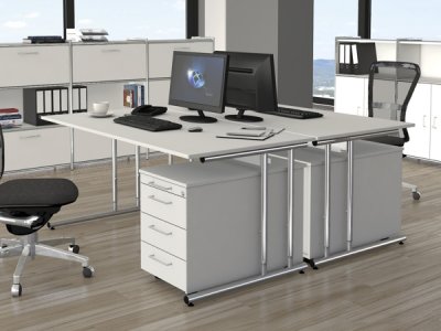 Doppelarbeitsplatz Artline1 160x160cm Weiß
