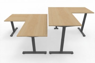 Doppelarbeitsplatz 320 x 180 cm DS2 Ahorn Gestell Grafit