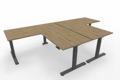 Doppelarbeitsplatz 320 x 180 cm DS2 Asteiche Gestell Grafit