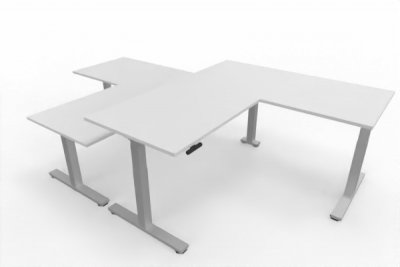 Doppelarbeitsplatz 320 x 180 cm DS2 Weiß Gestell Silber