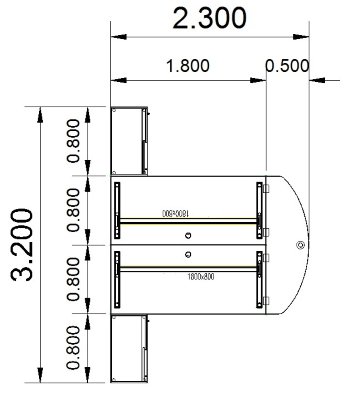 Doppelarbeitsplatz G1A Stellfläche
