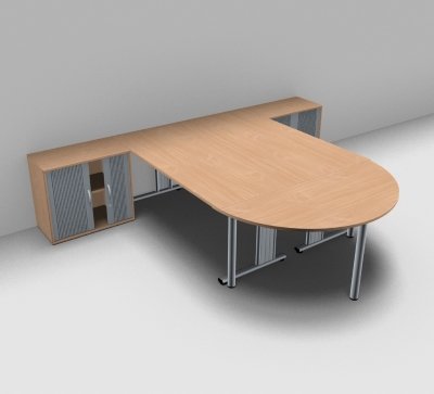 Doppelarbeitsplatz G2A mit Beratertisch Buche