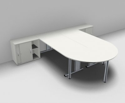 Doppelarbeitsplatz G2S mit Berateransatztisch Weiss