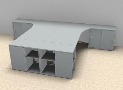 Doppelarbeitsplatz GD10 Lichtgrau