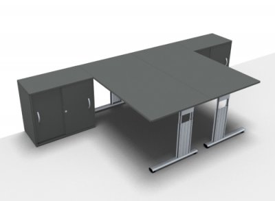 Doppelarbeitsplatz GD16 Onyx-Grau