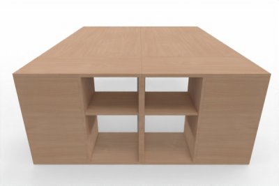 Doppelarbeitsplatz 160 x 200 cm zwei Schreibtische mit Anstellregalen Dekor Buche