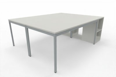 Doppelarbeitsplatz 160 x 200 cm zwei Schreibtische mit Anstellregalen Dekor Weiß