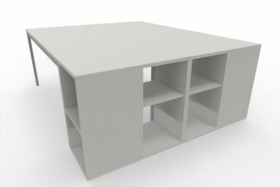 Doppelarbeitsplatz 160 x 200 cm zwei Schreibtische mit Anstellregalen Dekor Weiß