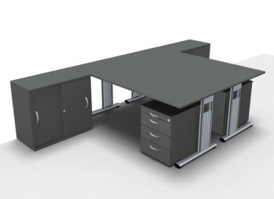 Doppelarbeitsplatz GD28 Onyx-Grau