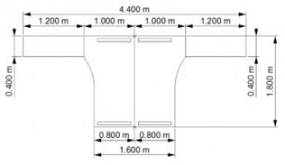 Doppelarbeitsplatz GD35 mit Anstellschrank 120 cm Maße