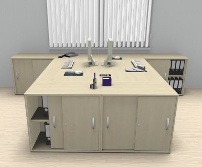 Doppelarbeitsplatz GD618 Ahorn Perspektive