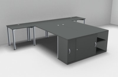 Doppelarbeitsplazt GK3 Onyx-Grau