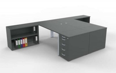 Doppelarbeitsplatz GN1 Schreibtisch für 2 Personen Onyx-Grau