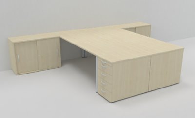 Doppelarbeitsplatz GN4 Ahorn