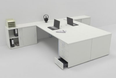 Doppelarbeitsplatz GN4 Weiss