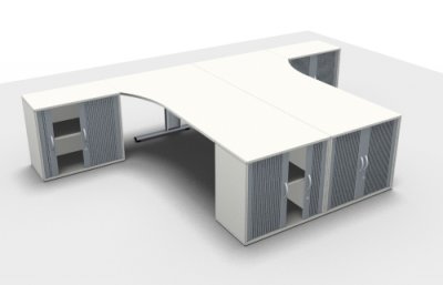 Doppelarbeitsplatz GQ4 Weiss